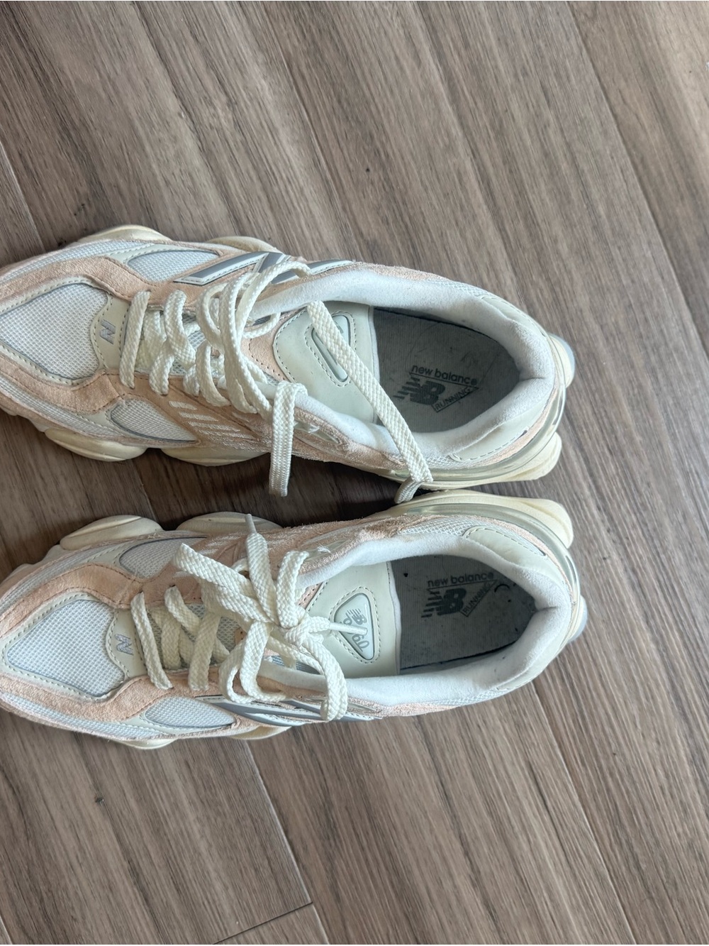 New Balance Women's Cream and Blush Mesh Suede Sneakers - Picture 3 of 3